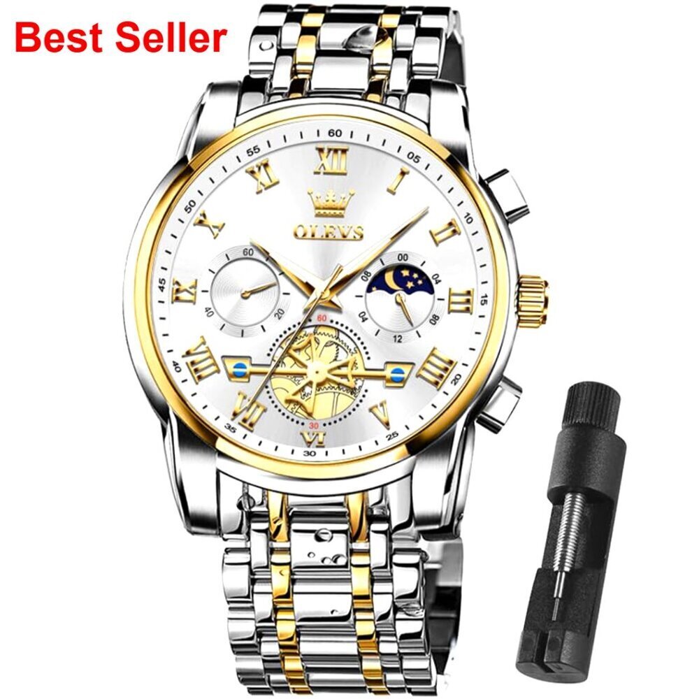 Stainless Steel Waterproof Quartz Watch with Adjustable Bracelet